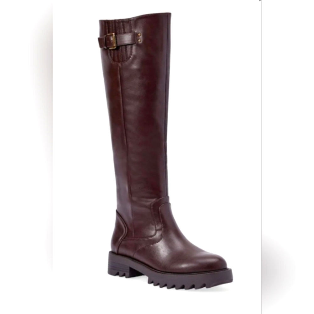 Morgane Brown Tall Moto Boots 6.5